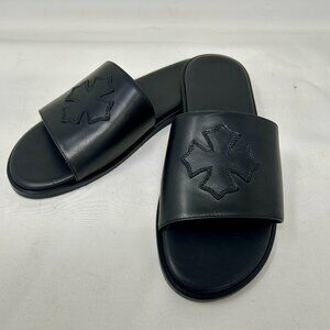 Chrome Hearts Cross Patch Black Slides - NEW